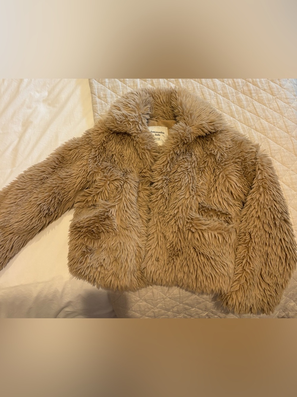 Abercrombie Kids Girls Cropped Faux Fur Coat Sz 11/12